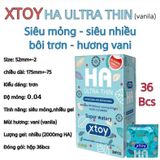 Bao cao su hộp 36 chiếc XTOY HA Ultra thin, 2000mg bôi trơn gốc nước, siêu mỏng