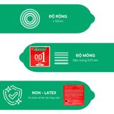 Bao Cao su Siêu Mỏng Okamoto 0.01 PU Truyền Nhiệt Nhanh Size 52mm Hộp 2 Cái