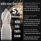 Bao cao su kéo dài thời gian có gai SLM Energy Lasting  siêu mỏng 001mm size 52mm hộp 10 bao