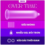 Bao Cao Su SOHU Over Time - Kéo Dài Thời Gian, Nhiều Gel Bôi Trơn, Bao Cao Su Siêu Mỏng size 52mm