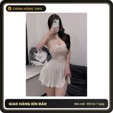 (Che Tên) Váy Ngủ Sexy Mặc Nhà Dáng Xòe Phối Ren Hoa Đầm 2 Dây Thun Mềm Mịn - N230 Trắng - Hàng Mới Về