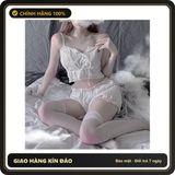 (Che Tên) Đồ Ngủ Sexy Áo 2 Dây Đáng Yêu Quyến Rũ Set Ngủ Mặc Nhà Đũi Mỏng Trắng Thoáng Mát Gợi Cảm - N120 - Hàng Mới Về