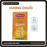 (Che Tên) Combo 3 hộp bao cao su Sweet extrathin hương vị chuối trải nghiệm mới lạ, size 52mm, hộp 10 bao Giao Nhanh Toàn Quốc