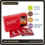 (Che Tên) Bao cao su Sure siêu mỏng, có gân, gai giúp tăng cảm giác cuộc yêu (BCS hộp 12 cái) (CHÍNH HÃNG) Hộp Trắng Kín