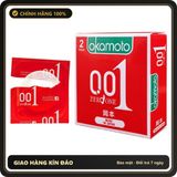 (Che Tên) Bao Cao su Siêu Mỏng Okamoto 0.01 PU Truyền Nhiệt Nhanh Size 52mm Hộp 2 Cái Hộp Trắng Kín
