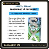 (Che Tên) Bao cao su Sagami Spearmint siêu mỏng 0.03mm, hương bạc hà, kéo dài thời gian - Hộp 3 và 10 cái Chuẩn Auth