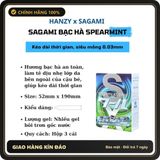 (Che Tên) Bao cao su Sagami Spearmint siêu mỏng 0.03mm, hương bạc hà, kéo dài thời gian - Hộp 3 và 10 cái Chuẩn Auth
