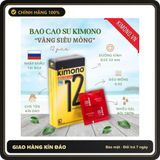 (Che Tên) Bao cao su Kimono siêu mỏng 0.02 màu vàng Gold chứa vitamin B cấp ẩm bôi trơn, Hộp 12 bcs | Carefeel Hỗ Trợ 24/7