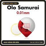 (Che Tên) OLO Samurai 0.01mm (Hộp 10 Chiếc) - Bao Cao Su Siêu Mỏng, Chân Thực & Nhiều Gel Bôi Trơn, Size 52mm Bảo Mật Tuyệt Đối