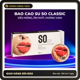 (Che Tên) Bao cao su SO CLASSIC size 52mm ôm sát, hương vani 12 cái/ hộp Chuẩn Auth
