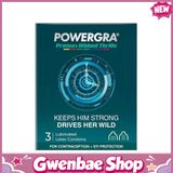Bao cao su Powergra Promax - Gân sọc và điểm nổi, kéo dài, hương trái cây - Hộp 3 cái - Gwen Shop Chính Hãng