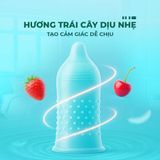 Bao cao su Powergra Promax - Gân sọc và điểm nổi, kéo dài, hương trái cây - Hộp 3 cái - Gwen Shop Chính Hãng