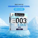 Bao cao su Okamoto 0.03 Cool - Siêu mỏng, mát lạnh, láng mịn - Hộp 3 cái - Gwen Shop Chính Hãng