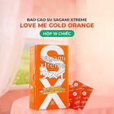 Bao cao su Sagami Xtreme Love Me Gold Orange - Siêu mỏng, nhiều gel tạo trơn - Hộp 10 cái - Gwen Shop Chính Hãng