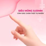 Bao cao su Okamoto 0.03 Hyaluronic Acid - Siêu mỏng, bôi trơn dưỡng ẩm - Hộp 3 cái - Gwen Shop Chính Hãng