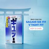 Bao cao su Sagami Six Fit V Tight Fit - Thiết kế 6 lần lượn sóng, siêu mỏng - Hộp 12 cái - Gwen Shop Chính Hãng