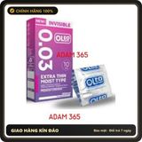 (Che Tên) Bao cao su Oleo Invisible 0.03 Extra Thin – hộp 10 chiếc, siêu mỏng, trơn Bảo Mật Tuyệt Đối