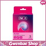 Bao cao su Firon Rush - Gân sọc, điểm nổi, kéo dài thời gian - Hộp 3 cái - Gwen Shop Chính Hãng