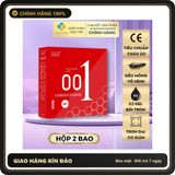 (Che Tên) Bao cao su JUNCAI 0.01 Ultra Slim siêu mỏng, nhiều gel bôi trơn hỗ trợ tăng khoái cảm hộp 2 bcs Cao Cấp Bảo Đảm