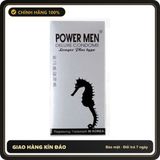 (Che Tên) Bao cao su cao cấp Power men cá ngựa bạc gân gai nổi giúp kéo dài thời gian quan hệ - Hộp 12 bao ( Full VAT + tem phụ ) Hộp Trắng Kín