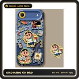 (Che Tên) Vẽ Crayon Shin Chan Trường Hợp Điện Thoại+Lanyard Cho iPhone 17 16 15 14 13 12 11 Pro Max X Xr Xs Max 7 8 Plus Chuẩn Auth
