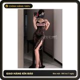 (Che Tên) Đầm Ngủ Maxi Ren Hoa Xẻ Tà Đùi Gợi Cảm Thanh Lịch Váy Ngủ Dài 2 Dây Cổ Yếm Dáng Body Quyến Rũ Đáng Yêu - N286 Đen Giao Nhanh Toàn Quốc