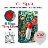 Hàng Chuẩn Nhập Khẩu - Bao Su Cao Cấp OLO Gai Chùm Đầu Rồng Xanh 0.01mm - Nhiều Gel Siêu Mỏng mẫu 2 Bi Silicon Tăng 1.5c