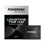 Hàng Nội Địa Cao Cấp - Khăn lau chống trễ sớm Powergra Delay Wet Wipes 10s 10 pcs - hỗ trợ kéo dài thời gian, thấm nhanh