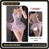 Đồ Ngủ Liền Thân Có Gọng Thêu Hoa Bướm N506 Tím chính hãng - phối ren, co giãn thoải mái, freesize - giao hàng che tên kín đáo