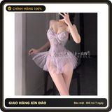 Đồ Ngủ Liền Thân Có Gọng Thêu Hoa Bướm N506 Tím chính hãng - phối ren, co giãn thoải mái, freesize - giao hàng che tên kín đáo