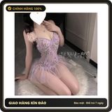 Đồ Ngủ Liền Thân Có Gọng Thêu Hoa Bướm N506 Tím chính hãng - phối ren, co giãn thoải mái, freesize - giao hàng che tên kín đáo