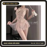 Đồ Ngủ Liền Thân Có Gọng Thêu Hoa Bướm N506 Nude chính hãng - phối ren, co giãn thoải mái, freesize - giao hàng che tên kín đáo