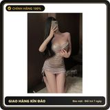 Váy Body Dây Rút Cổ Đổ Sexy Gợi Cảm N271 Ghi chính hãng - chất lụa mát mềm, co giãn thoải mái, freesize - giao hàng che tên kín đáo