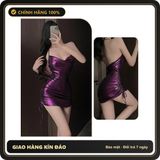 Váy Body Dây Rút Cổ Đổ Sexy Gợi Cảm N271 Tím chính hãng - chất lụa mát mềm, co giãn thoải mái, freesize - giao hàng che tên kín đáo