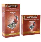 Hàng Chuẩn Nhập Khẩu - Bao Su Cao Cấp Gân Gai Vân Hoa Hồng Okamoto Roman Nhật Bản 10 pieces, 3 pieces - ôm sát cảm giác 