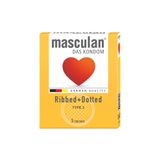 Phiên Bản Chính Hãng - Bao Su Cao Cấp Có Gai Hương Dâu Của Đức Masculan Ribbed Dotted H3 Das Kondom 3 Condoms - ôm sát c