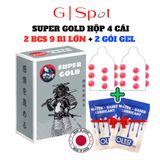 Hàng Chuẩn Nhập Khẩu - Bao Su Cao Cấp Nhật Bản 9 Bi Lớn - Super Gold - Tặng 2 gel gói mẫu 2 SUPER GOLD HỘP 4 CÁI - ôm sá