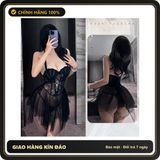 Đầm Ren KTV Xuyên Thấu Có Gọng Đệm Ngực N818 Đen chính hãng - phối ren, co giãn thoải mái, freesize - giao hàng che tên kín đáo