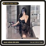 Đầm Ren KTV Xuyên Thấu Có Gọng Đệm Ngực N818 Đen chính hãng - phối ren, co giãn thoải mái, freesize - giao hàng che tên kín đáo