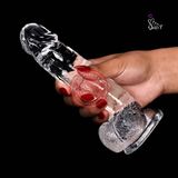 Dương vật giả silicon trong suốt MizzZee size S, M, L Size M: 20cm x 3,8cm chính hãng - sạc USB, đế hít tường, chống nước - giao hàng che tên kín đáo