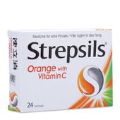 Viên ngậm đau họng Strepsils Orange & Vita C (2 vỉ x 12viên)