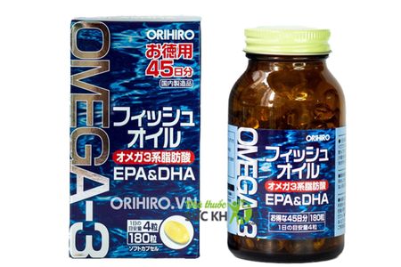 Dầu c&aacute; Omega 3 Orihiro 180 vi&ecirc;n Nhật Bản