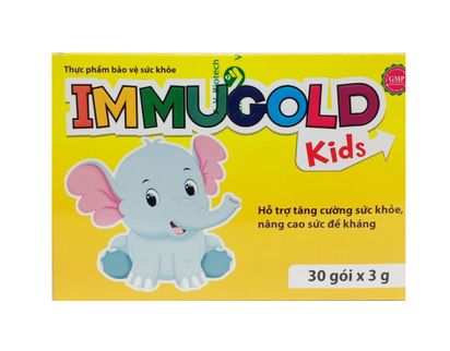 Gói uống Immugold Kid hỗ trợ tăng đề kháng, giúp bé ăn ngon