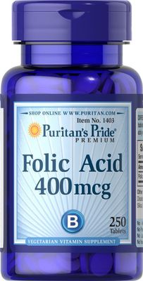 Viên uống hỗ trợ bệnh thiếu máu Puritan's Pride Folic Acid 400mg