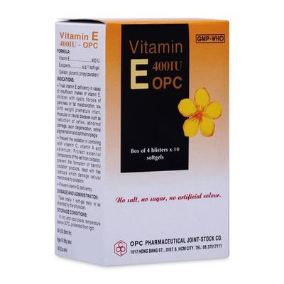 Thuốc điều trị và phòng ngừa thiếu hụt Vitamin E 400IU OPC