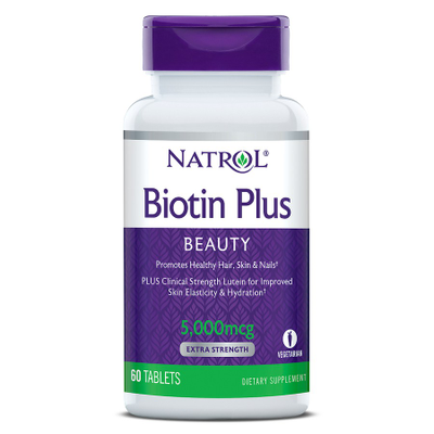 Viên uống dưỡng da tóc móng Natrol Biotin Plus Lutein 5000mcg