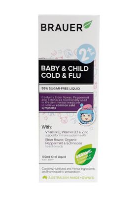 Siro cảm cúm Brauer Cold And Flu 100ml cho bé từ 2 - 12 tuổi