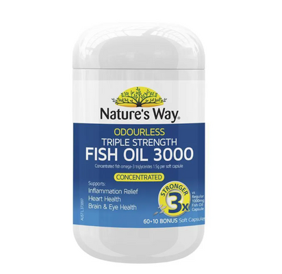 Viên uống dầu cá Nature’s Way Odourless Triple Strength Fish Oil 3000mg