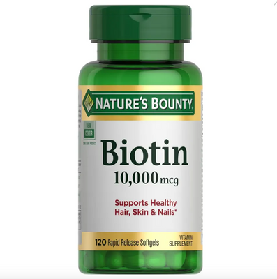 Viên uống Nature’s Bounty Biotin 10.000mcg hỗ trợ dưỡng da và tóc