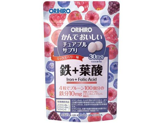 Viên ngậm bổ sung sắt và axit folic Orihiro Nhật Bản